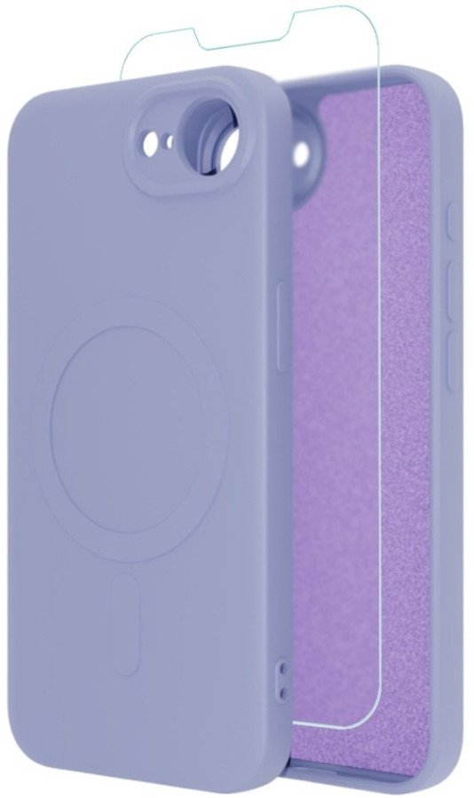 Etui silikonowe Supero do Apple iPhone 16e MagSafe, fioletowe + szkło hartowane