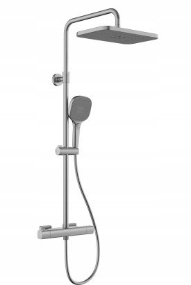 5756-910-61 / KFA / MALAGA / DESZCZOWNIA Z BATERIĄ TERMOSTAT NATRYSKOWĄ ŚCIANNA, PVD GUN METAL GREY /