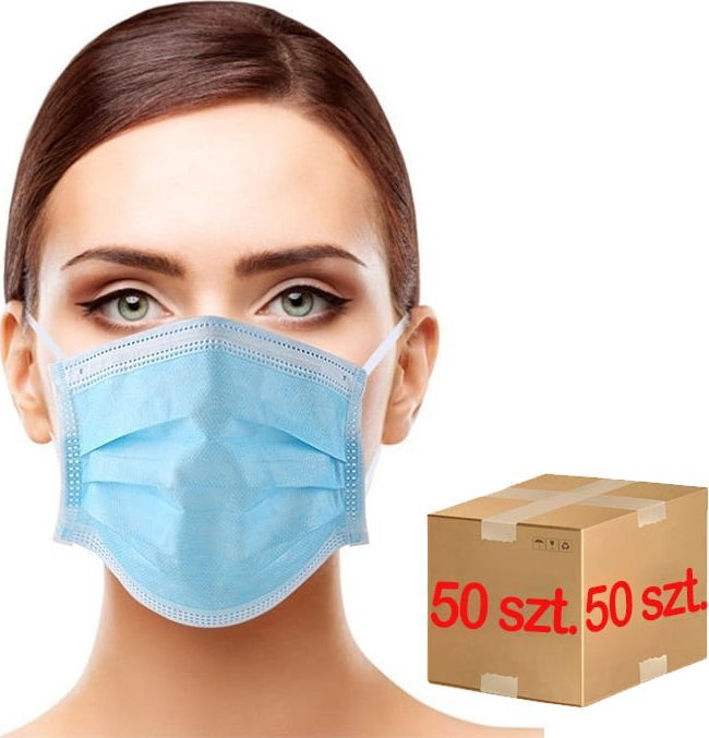 Pako Maseczka higieniczna trójwarstwowa Niebieska - 50 szt.