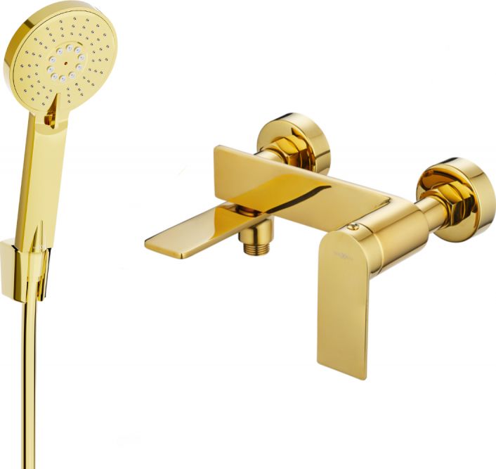 Mexen Mexen Zero R40 bateria wannowa z zestawem prysznicowym, złota - 7113R40-50