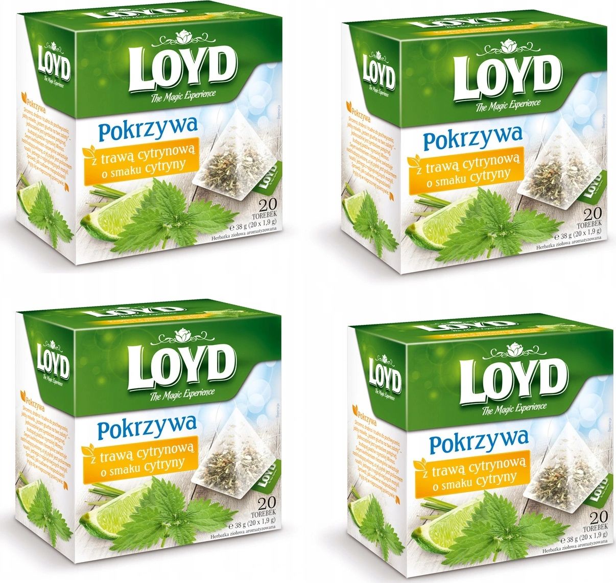 Loyd LOYD Herbata Pokrzywa z trawą cytrynową o smaku cytryny 80 torebek piramidki