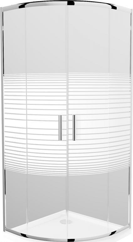 Mexen Mexen Rio kabina prysznicowa półokrągła 90 x 90 cm, pasy, chrom + brodzik Flat, biały - 863-090-090-01-20-4110
