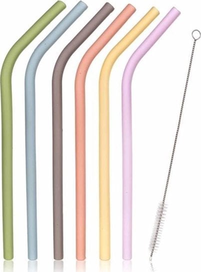 Banquet SŁOMKI SILIKONOWE DO NAPOJÓW WIELORAZOWE 6 szt. + CZYŚCIK BANQUET