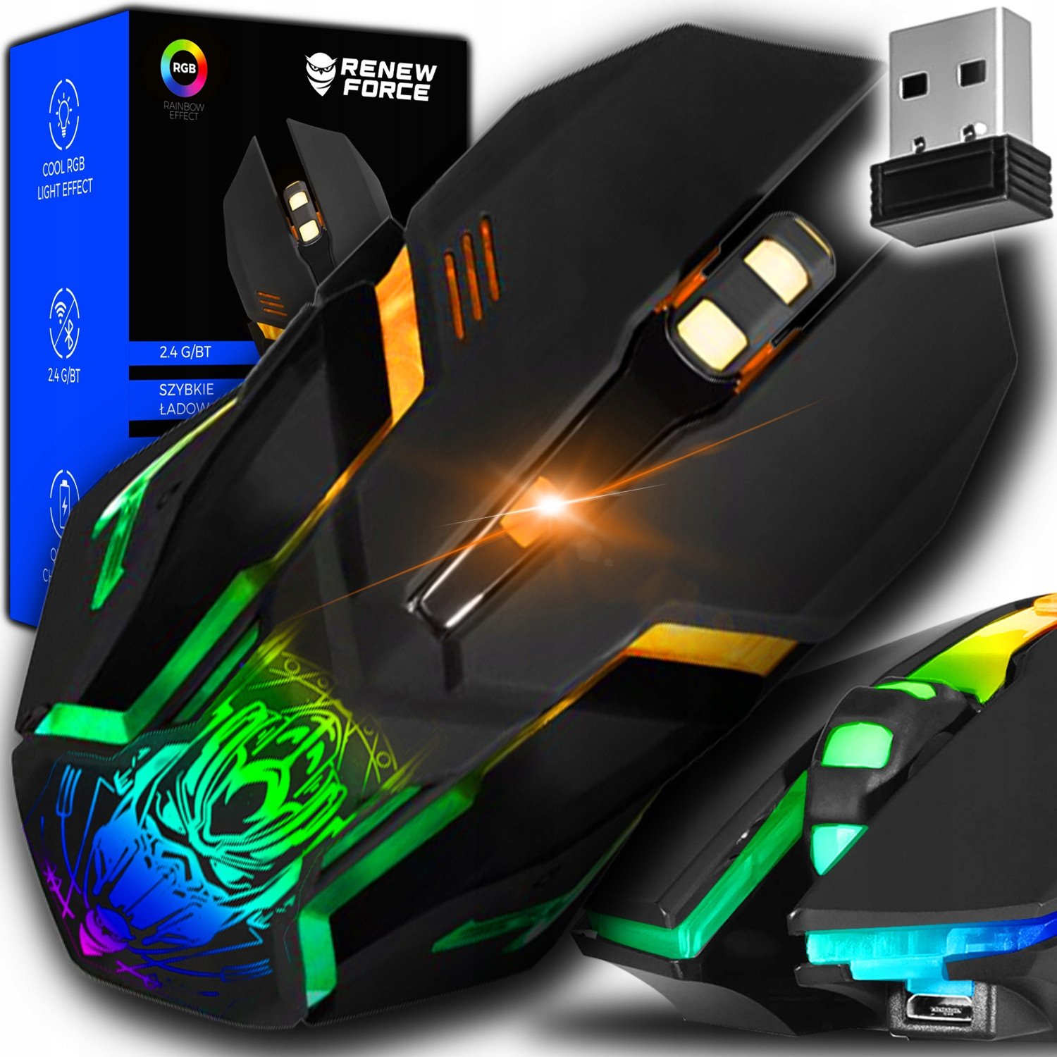 Myszka Gamingowa Mysz Dla Graczy Bezprzewodowa LED 6 Przycisków 3200dpi BM-150