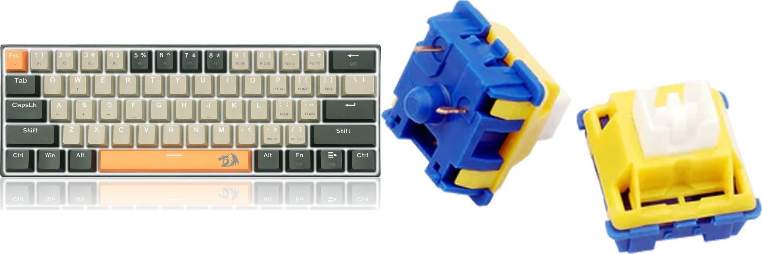 Klawiatura Redragon Redragon K606 Lakshmi Red switch (K606-OG&GY&BK) + A113 B Bullet Keycaps (A113B)