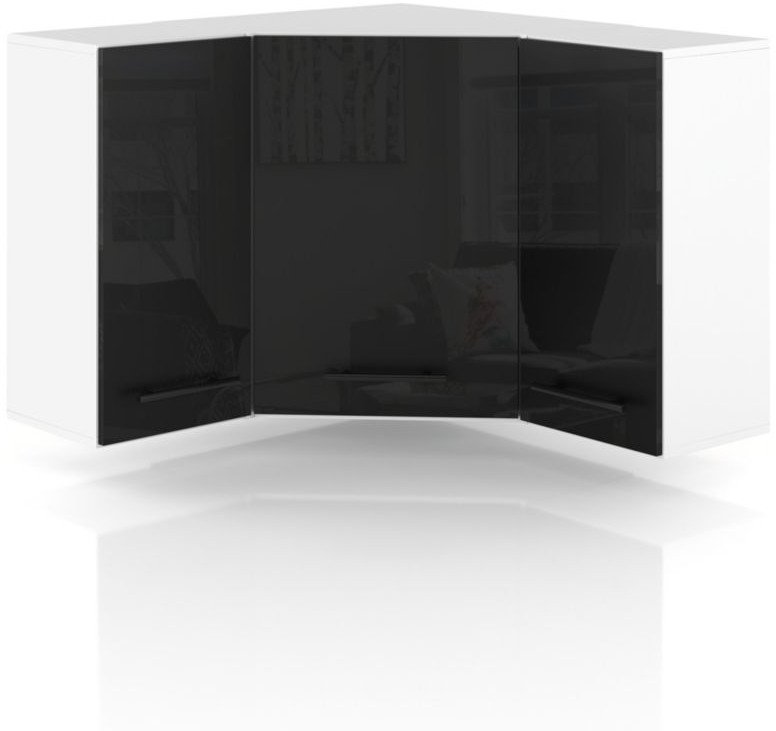 Szafka Kuchenna Wisząca Narożna Modułowa 90x90cm Spremium Czarny Połysk
