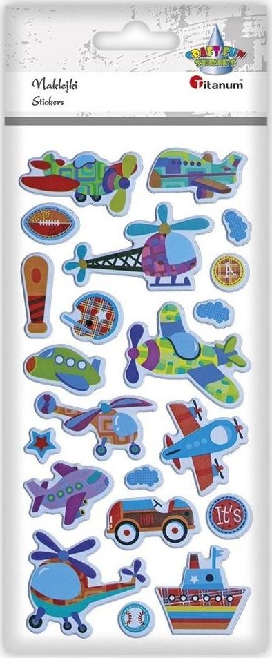 Titanum Naklejki wypukłe miękkie pojazdy mix 21szt