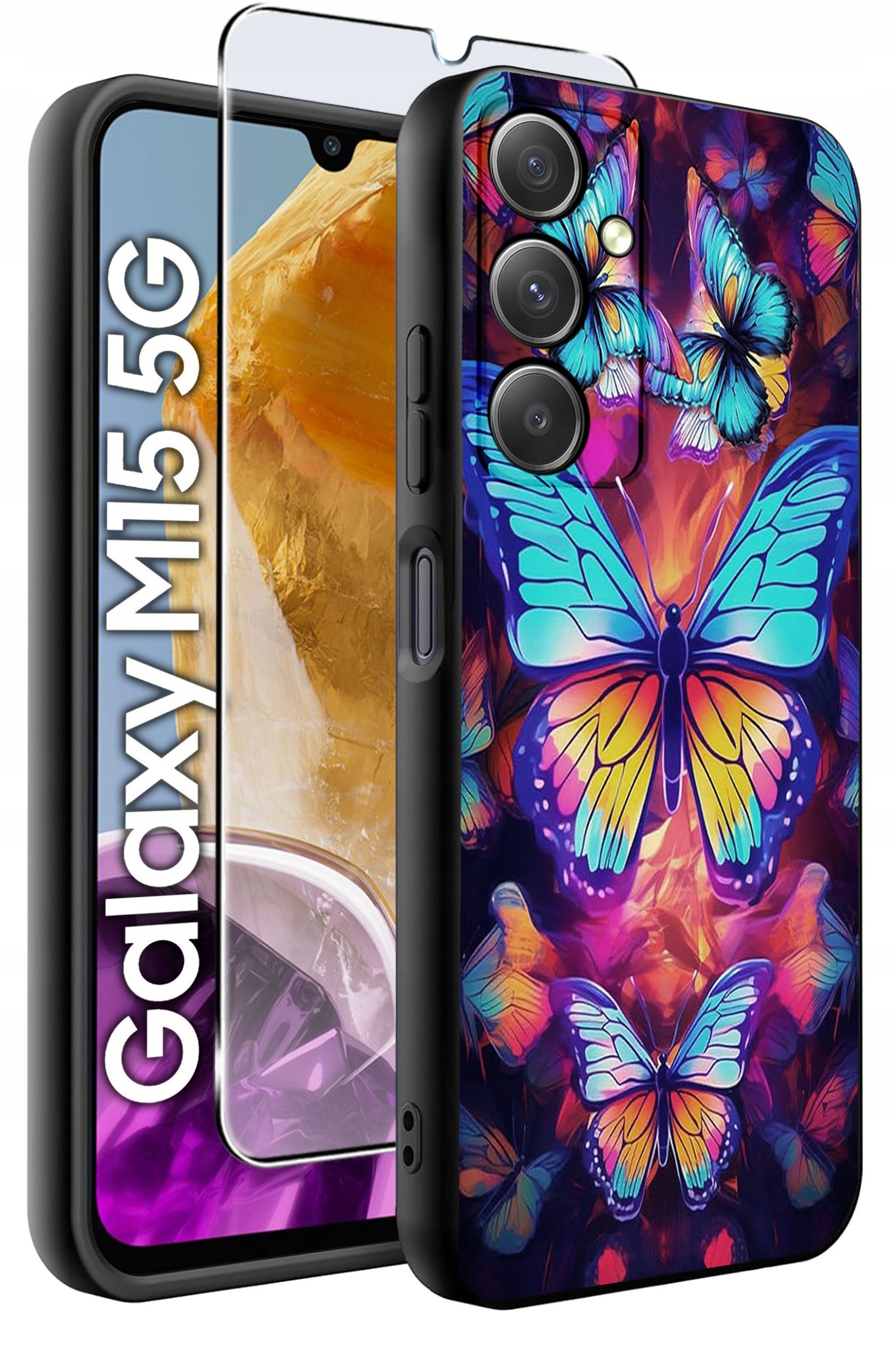 ETUI do Samsung M15 5G WZORY | SILIKONOWE MATT CASE + SZKŁO HARTOWANE 9H