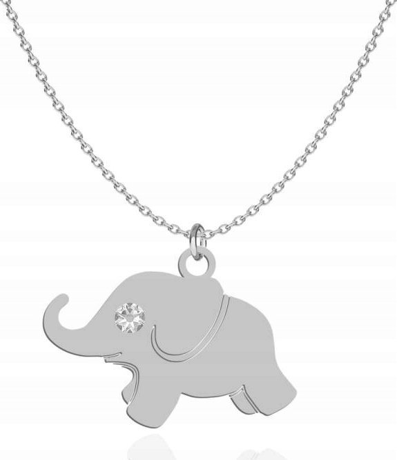 Radziszewska Jewellery Naszyjnik Srebrny Słonik na Szczęście Łańcuszek 925 Grawer Prezent