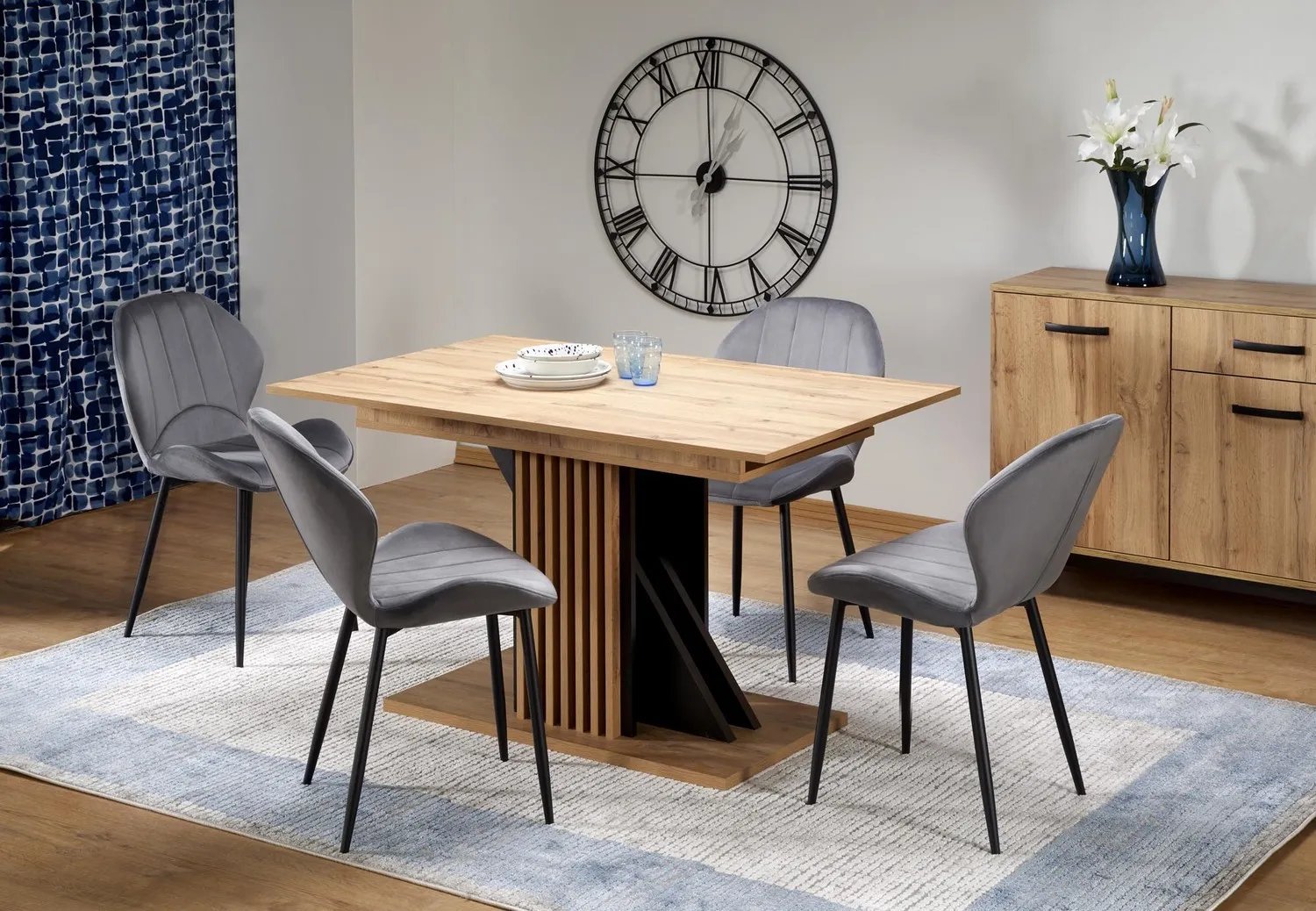 Halmar Stół rozkładany FABIANO 130(175)x85 dąb wotan/czarny HALMAR