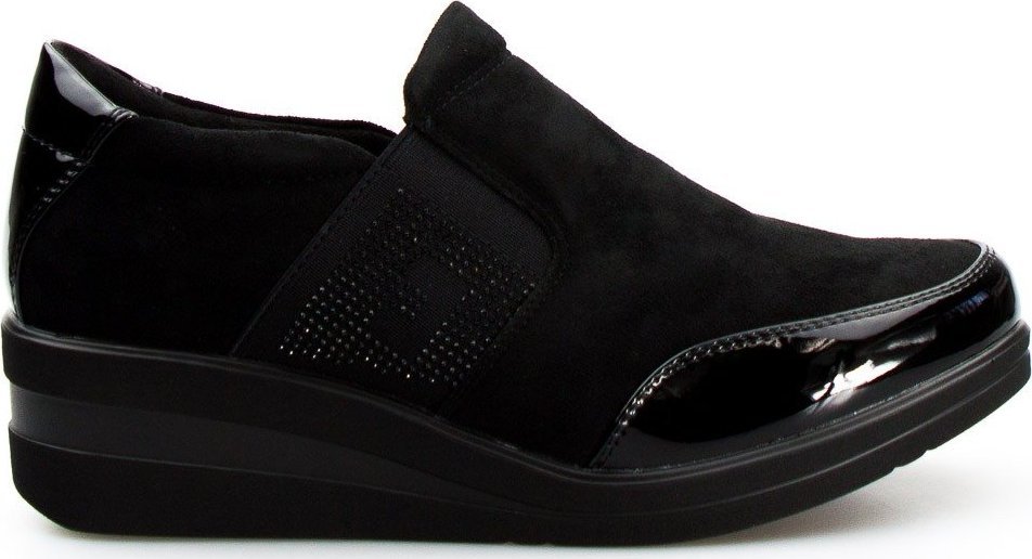 Sergio Leone Sneakersy wsuwane z gumkami z cyrkoniami czarne Sergio Leone-37