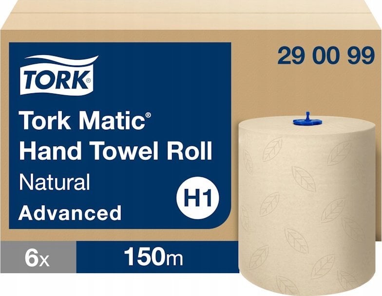 Tork Matic - Papierowy ręcznik w roli, H1, Advanced, odporny na rozdarcia, 2-warstwowy, 6 × 150 m - Naturalny