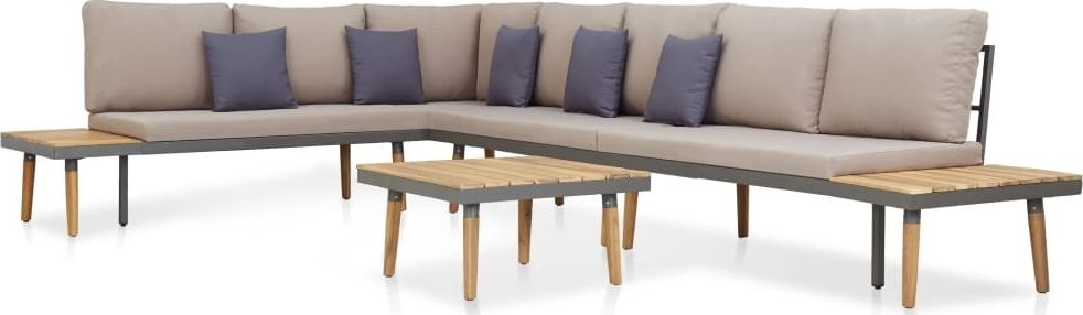 vidaXL 5 częściowy zestaw mebli ogrodowych, poduszki, drewno akacjowe, brąz (46482)