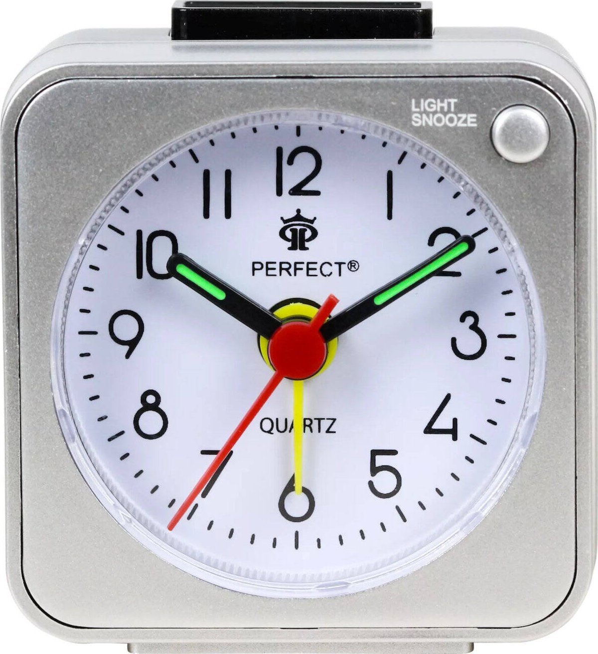 Perfect Budzik Perfect BB05508 srebrny mały 5,7 cm podświetlenie drzemka .