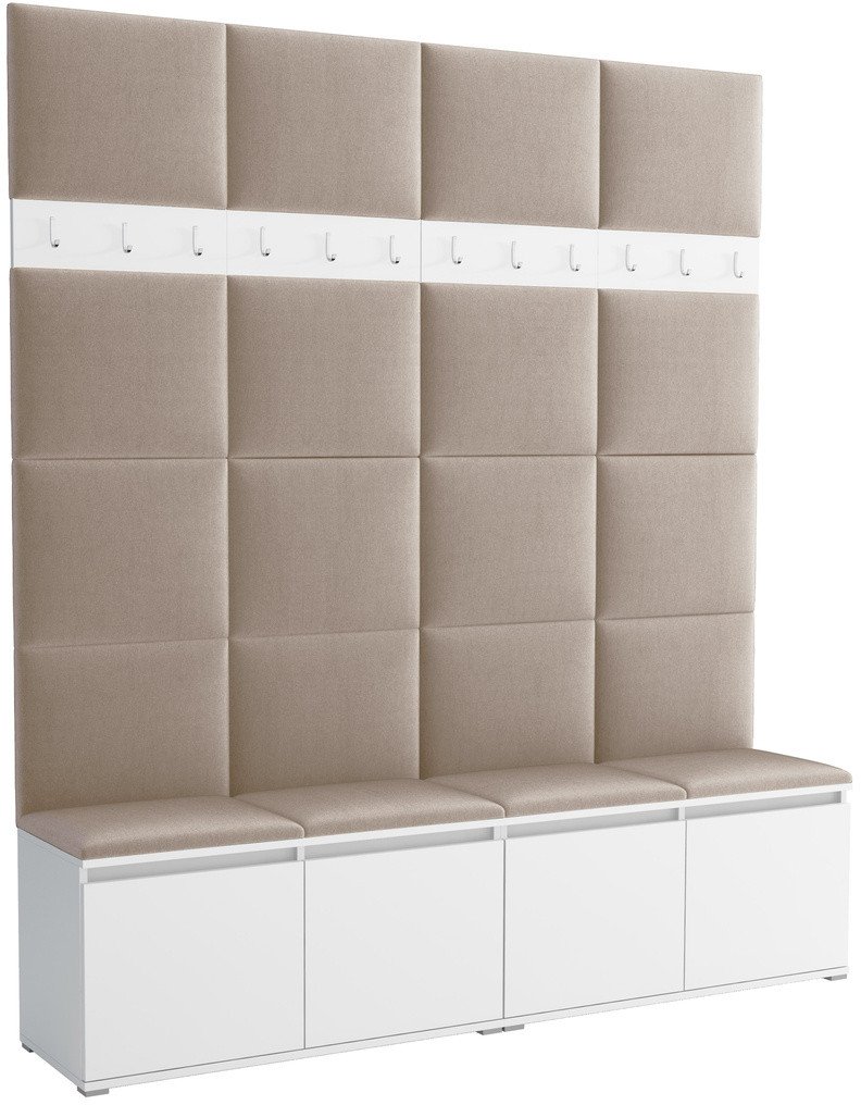 Tapicerowana garderoba Noris II - kolor biały + tkanina Trinity 04