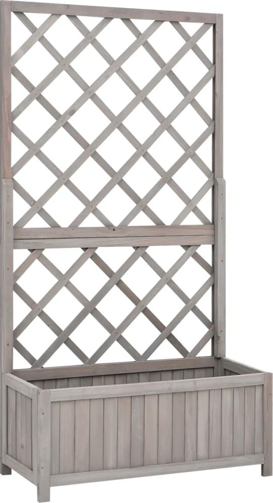 vidaXL Ogrodowa donica z kratką, szara, 70x30x135 cm, drewno jodłowe