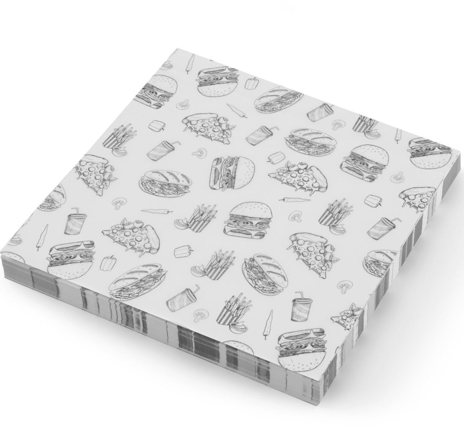 Hendi Papier pergaminowy do przekąsek frytek 30.5x30.5 cm wzór fast food - 500 szt.