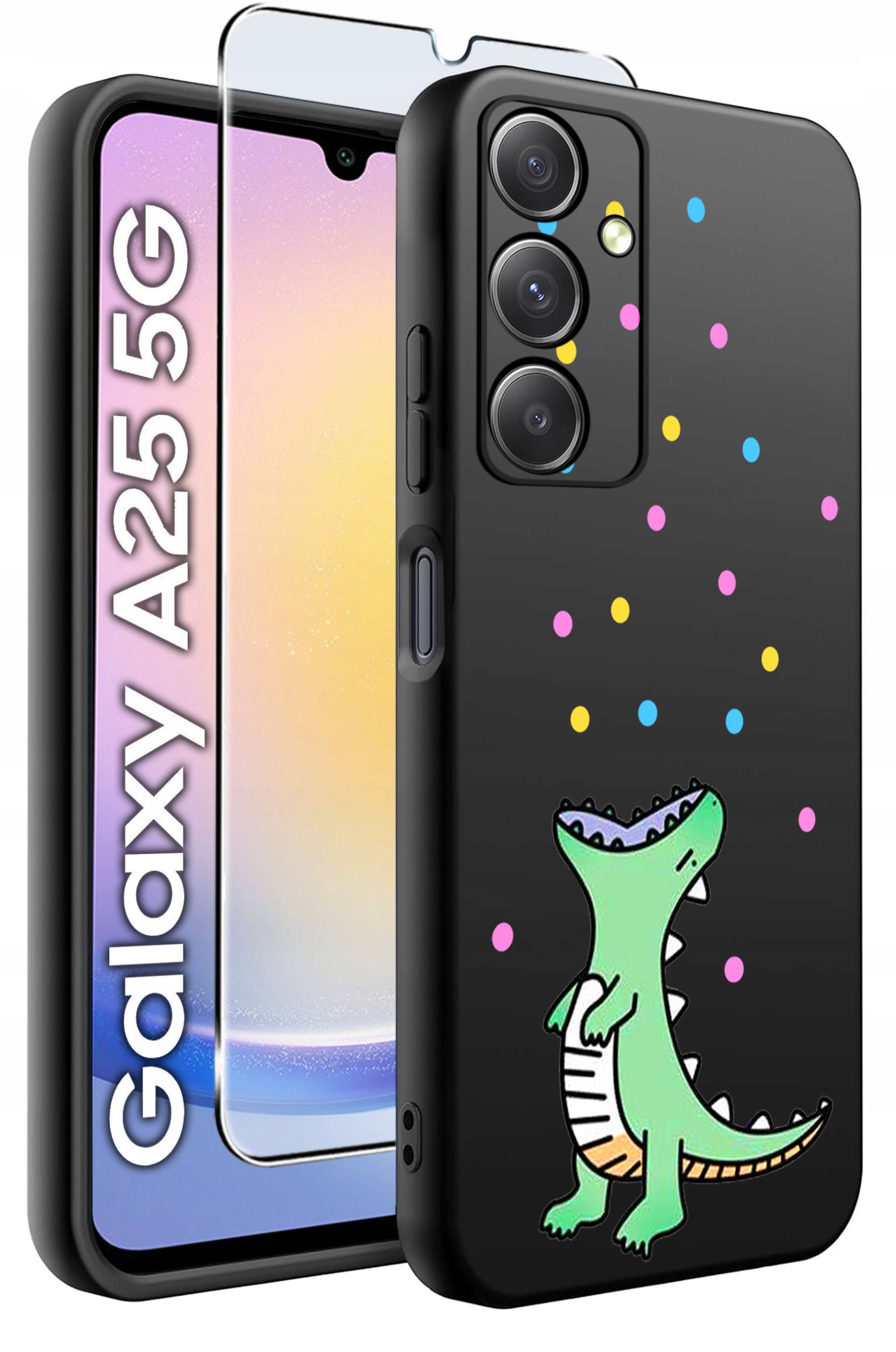 ETUI do Samsung A25 5G WZORY | SILIKONOWE MATT CASE + SZKŁO HARTOWANE 9H