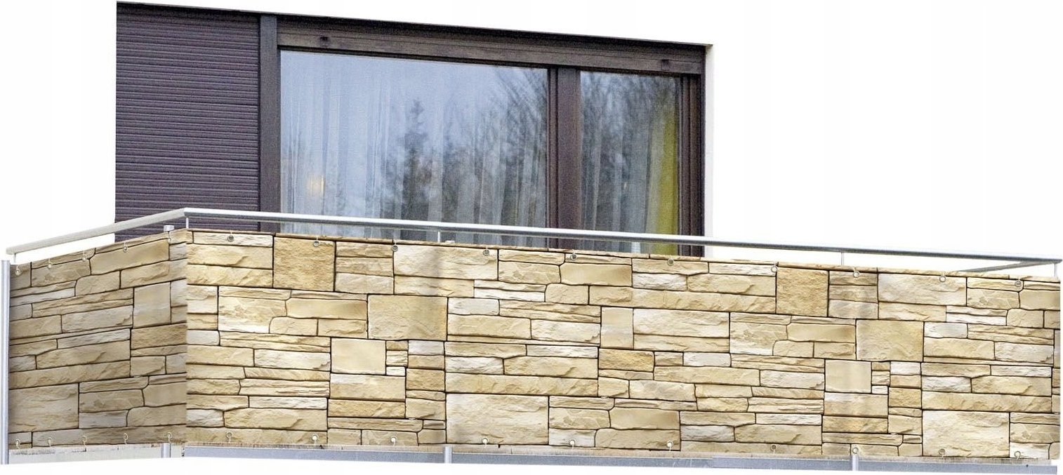 Maximex Osłona balkonowa z motywem kamienia dekoracyjnego - 500 x 85 cm