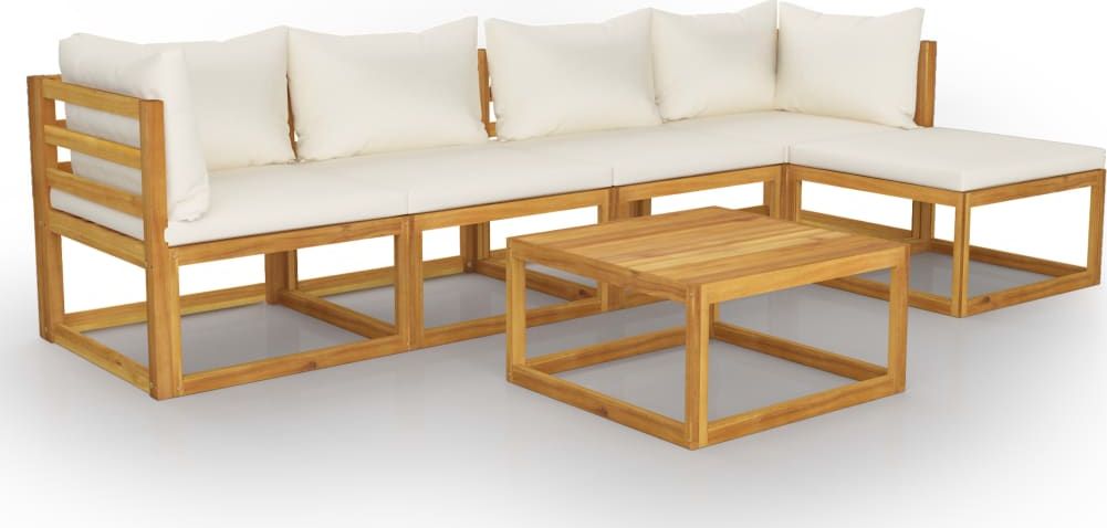 vidaXL VidaXL 6-cz. zestaw wypoczynkowy do ogrodu, kremowe poduszki, akacja