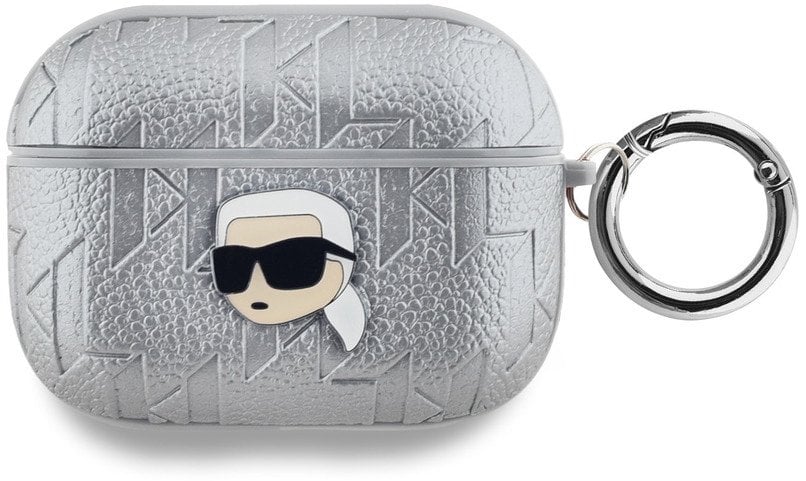 Karl Lagerfeld PU Embossed Karl Head Case for AirPods Pro Silver standard