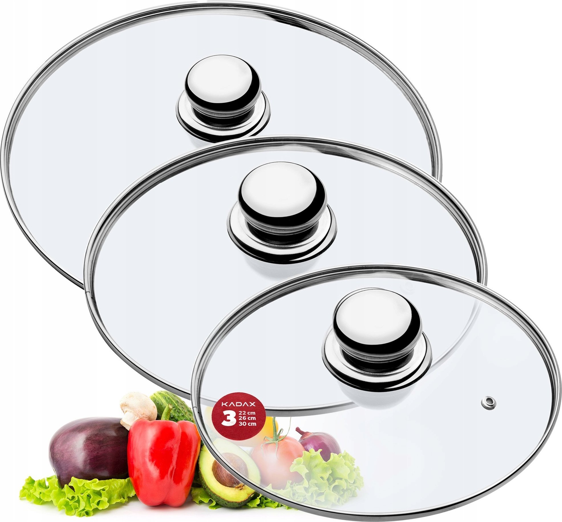 Kadax KADAX Pokrywka Szklana Pokrywa Zestaw 22/26/30cm