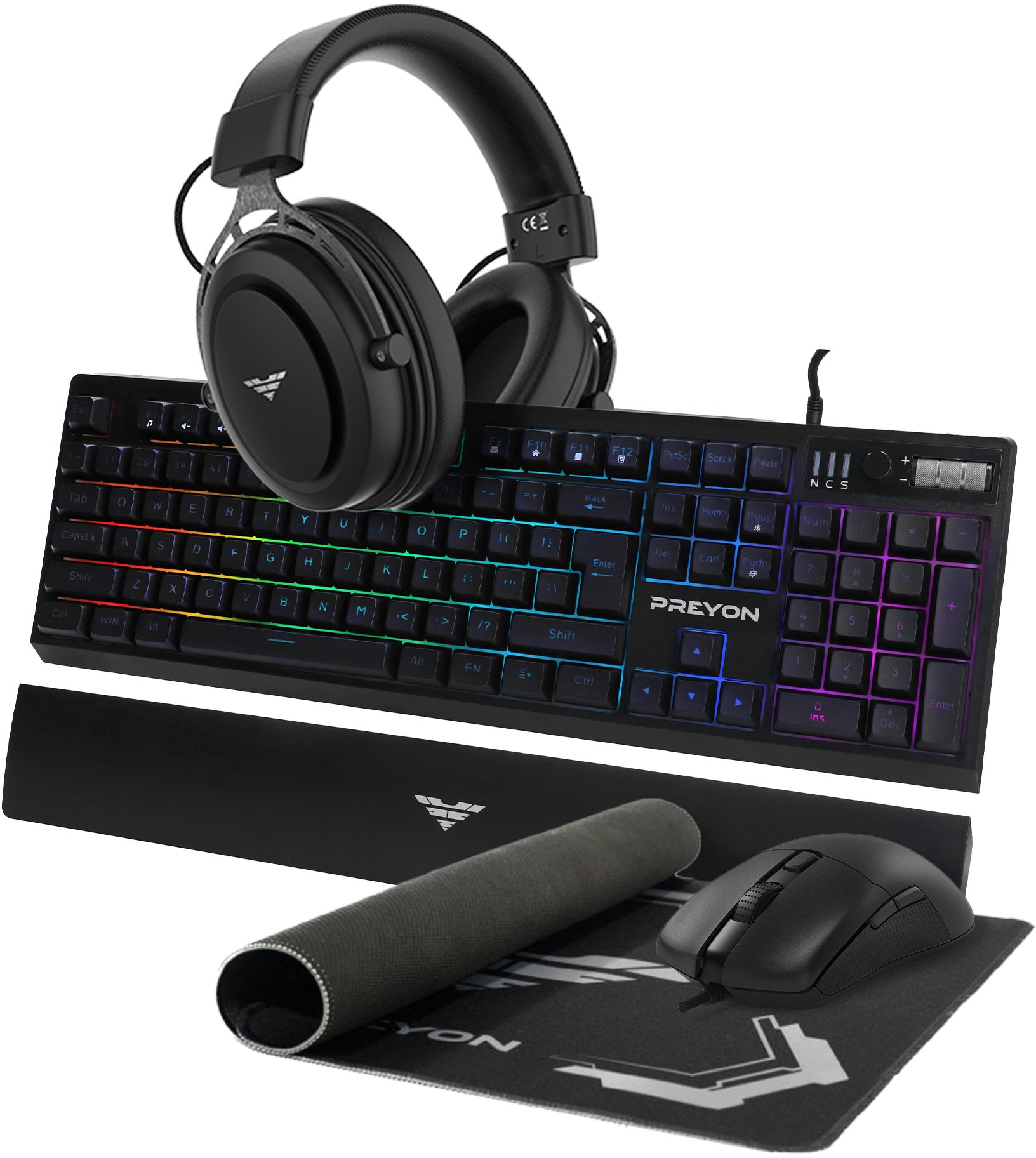 Klawiatura PREYON Zestaw Adepta PREYON Klawiatura Long Claw Alpha (PLCA104B) + Mysz Owl Wired (POW27B) + Słuchawki Storm Fly II Czarne (PSF253B) + Pod