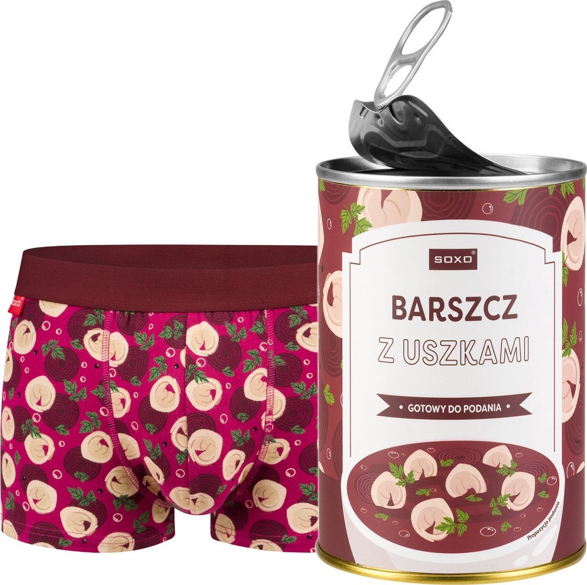 Soxo Męskie Bokserki Barszcz czerwony w puszce idealny zabawny prezent dla Niego M