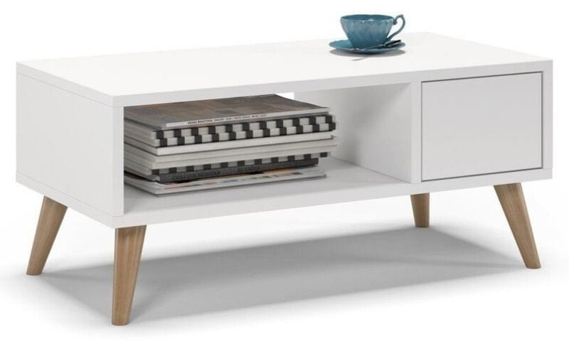 Stolik kawowy, SKAND, 80x40x35 cm, biel, mat | TYLETEGOTU