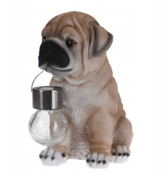 Figurka piesek z lampką solarną