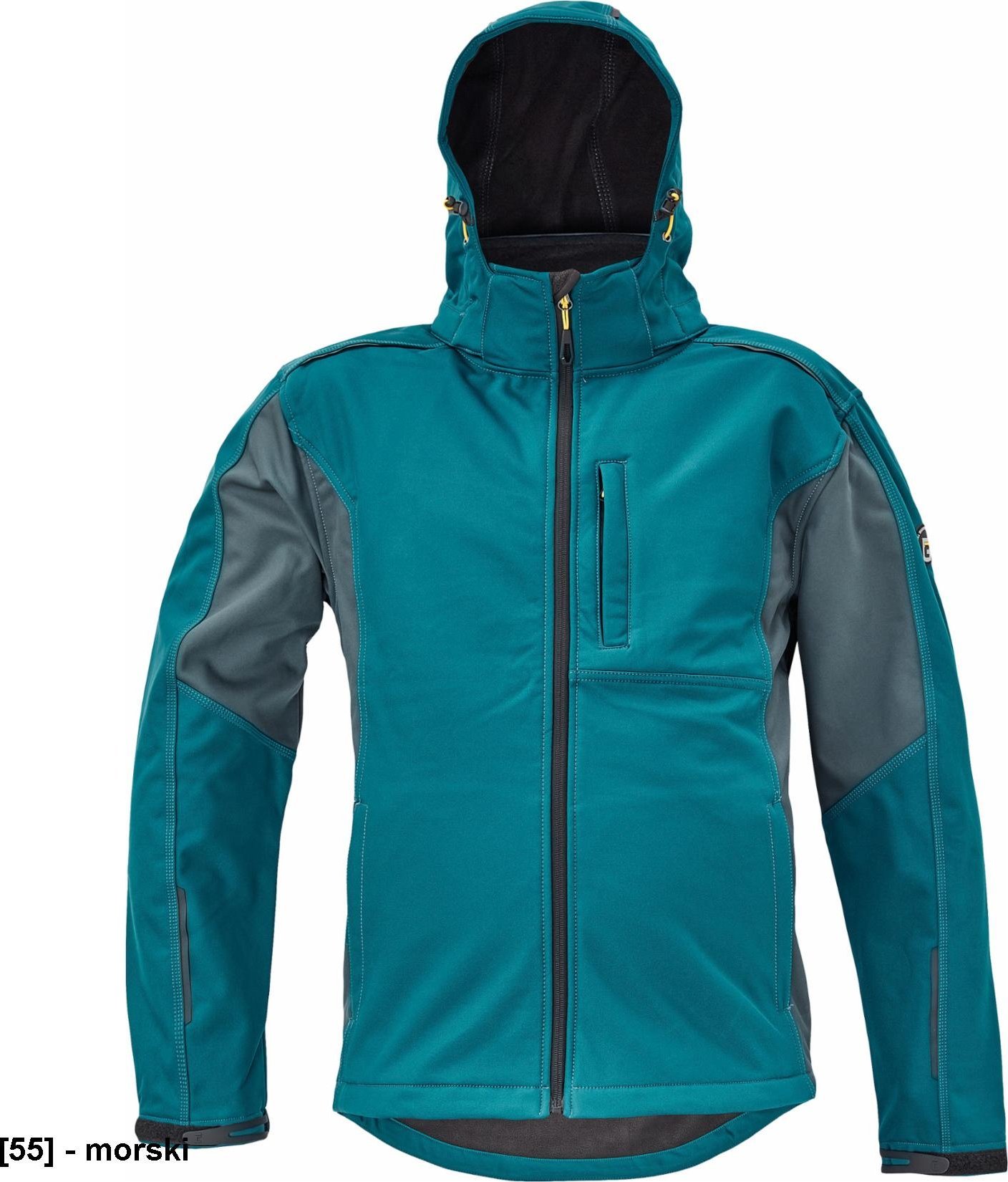 CERVA DAYBORO softshell - męska kurtka softshellowa, odpinany kaptur, odblaskowe elementy, 100% poliester - morski XXL