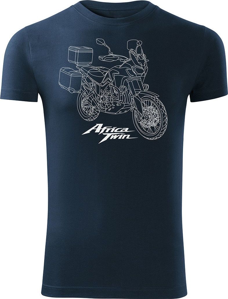 Topslang Koszulka motocyklowa z motocyklem Honda Africa Twin męska granatowa SLIM XL