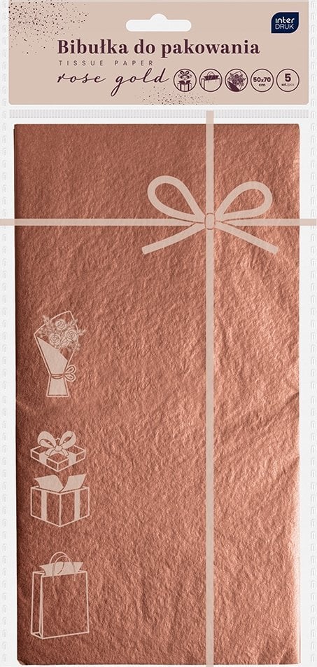 Interdruk Bibułka do pakowania 50x70cm 5 arkuszy rose gold