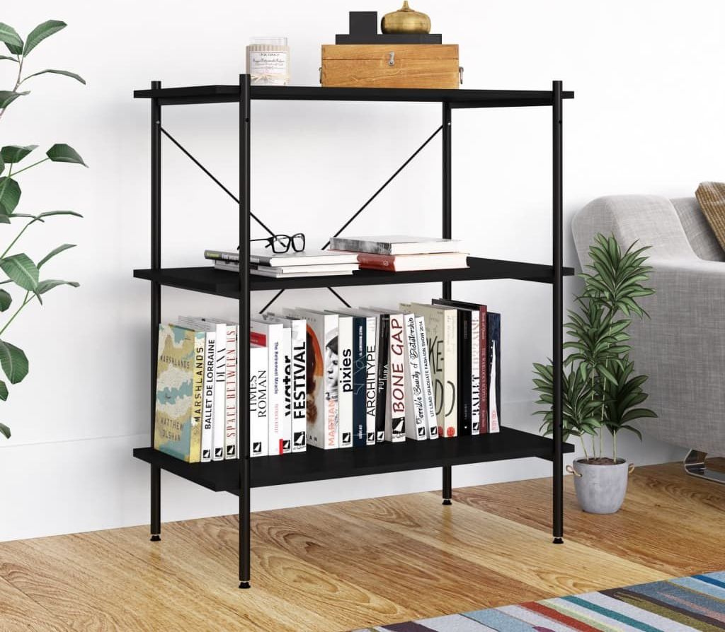 vidaXL 3-poziomowy regał, czarny, 80x40x92 cm