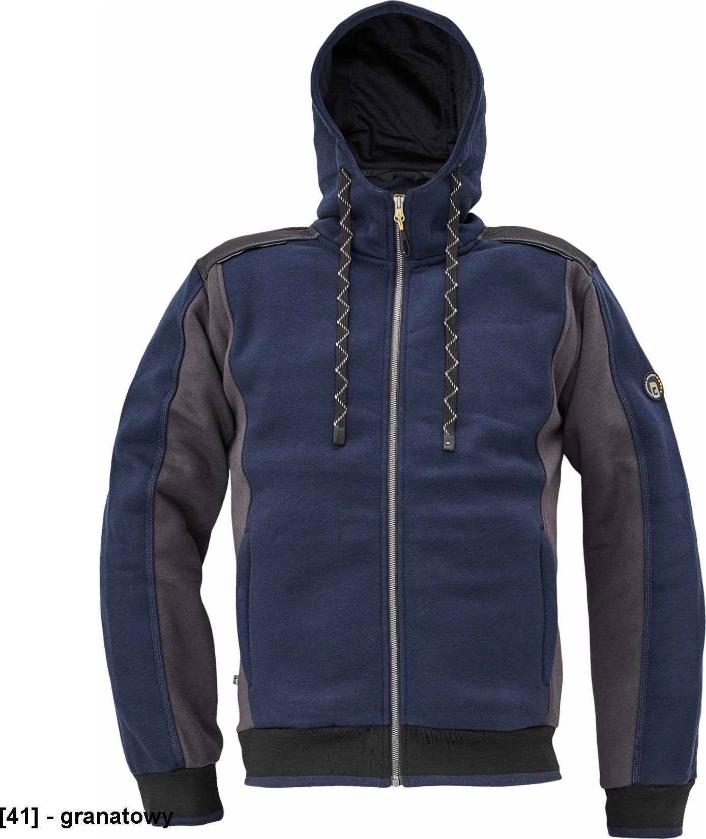 CERVA DAYBORO - męska bluza, kaptur, odblaskowe elementy, 55% bawełna, 45% poliester - granatowy 3XL