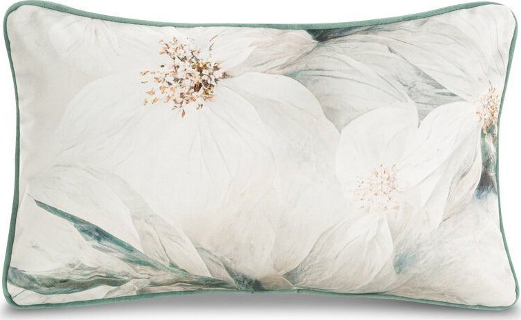 Eurofirany Poszewka dekoracyjna z welwetu ze wzorem kwiatowym z wypełnieniem 30X50 kremowy