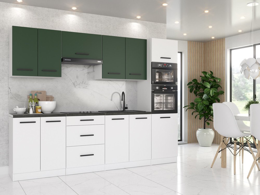 Zestaw Mebli Kuchennych Marra 2.6m Kuchnia Pojemna Butelkowa Zieleń Wotan