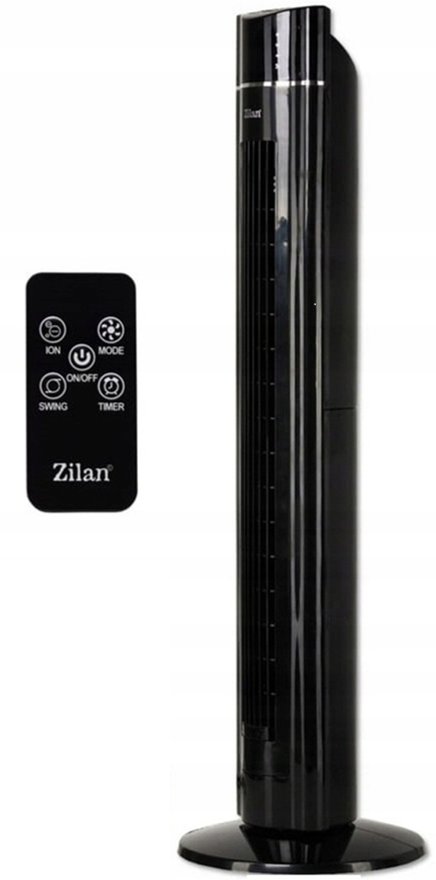 WENTYLATOR KOLUMNOWY CZARNY XXL 110CM JONIZACJA 60W PILOT