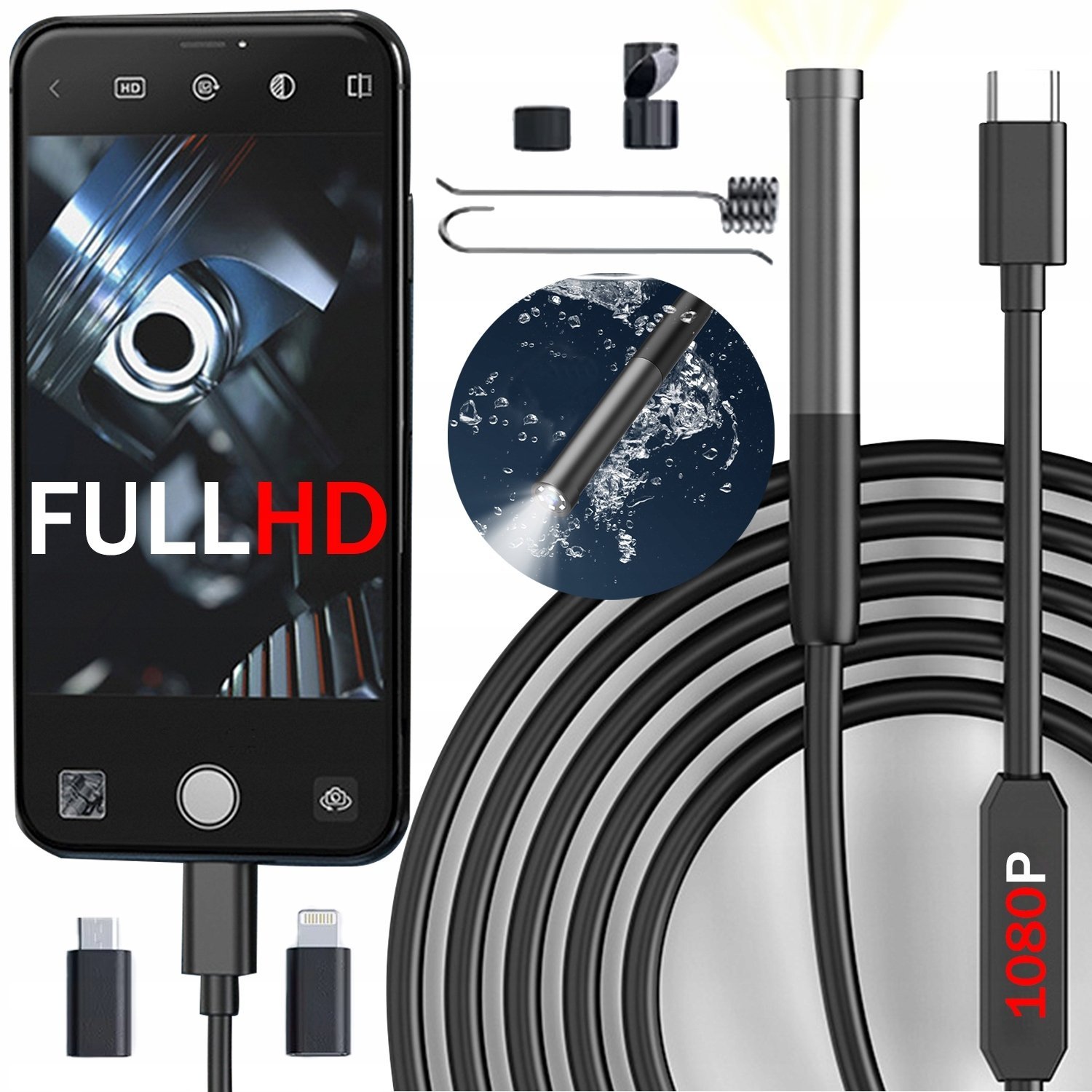 Endoskop kamera inspekcyjna BEZPRZEWODOWA wodoodporna WiFi 5m do Telefonu