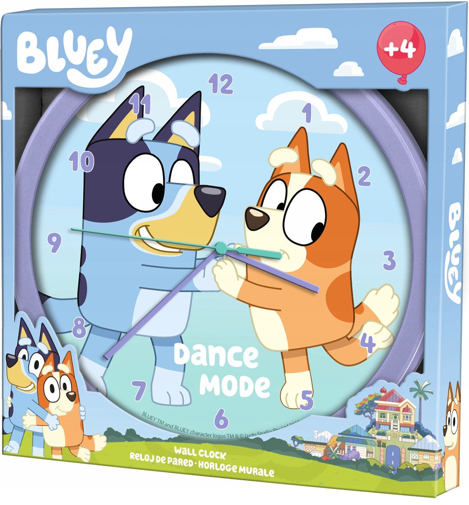 Zegar Ścienny Na Ścianę Duży 25cm Dla Dziecka Dzieci / Bluey I Bingo Blue / By00015