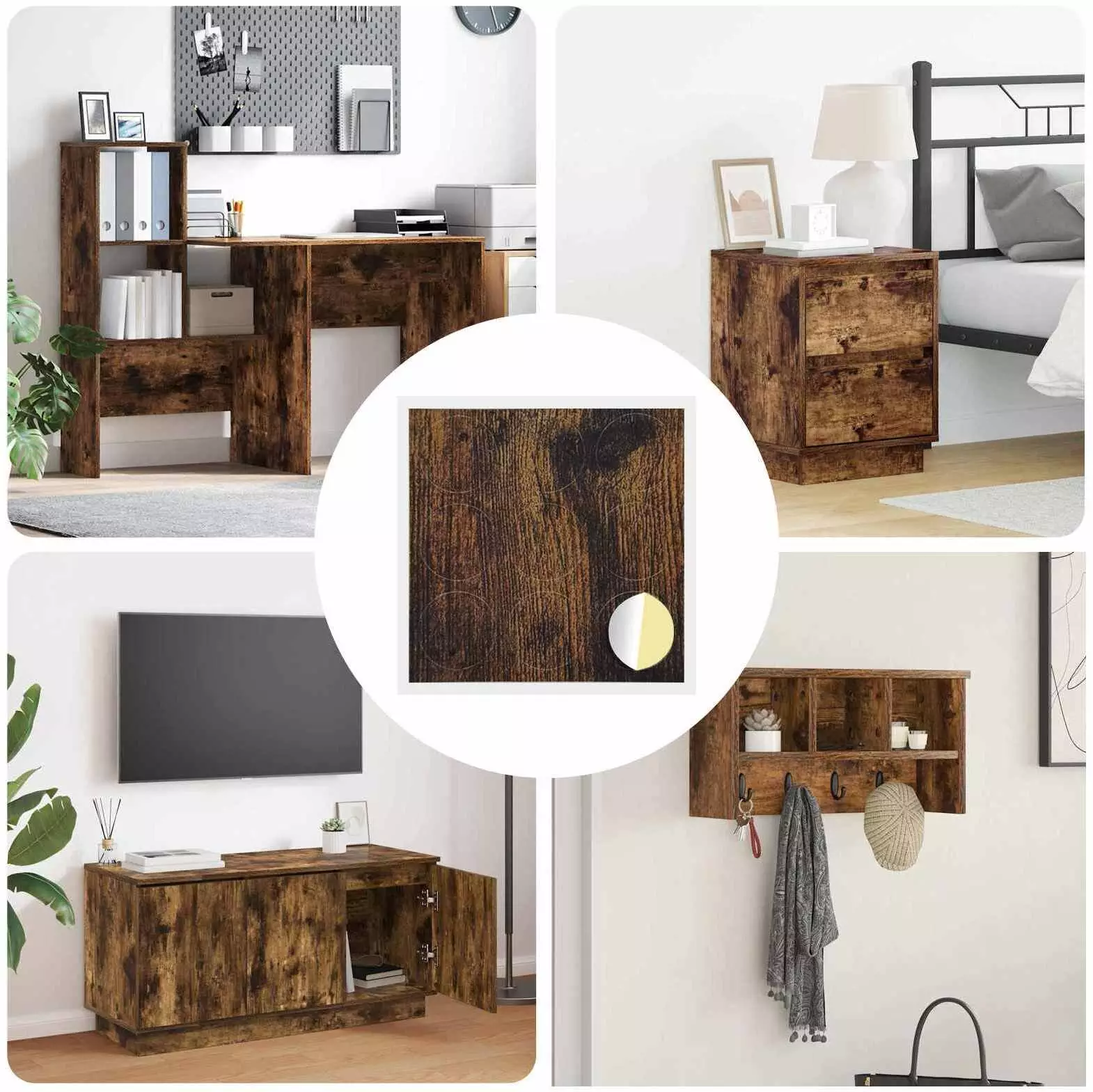 vidaXL Okładka Śrubowa Samoprzylepna 12 pcs Dąb wędzony 20 x 0,5 mm