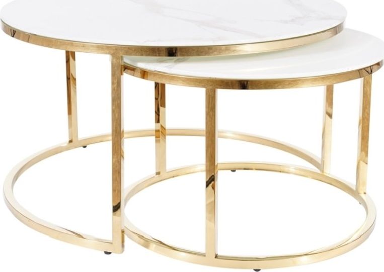 Signal Ława MUSE marmur/złota