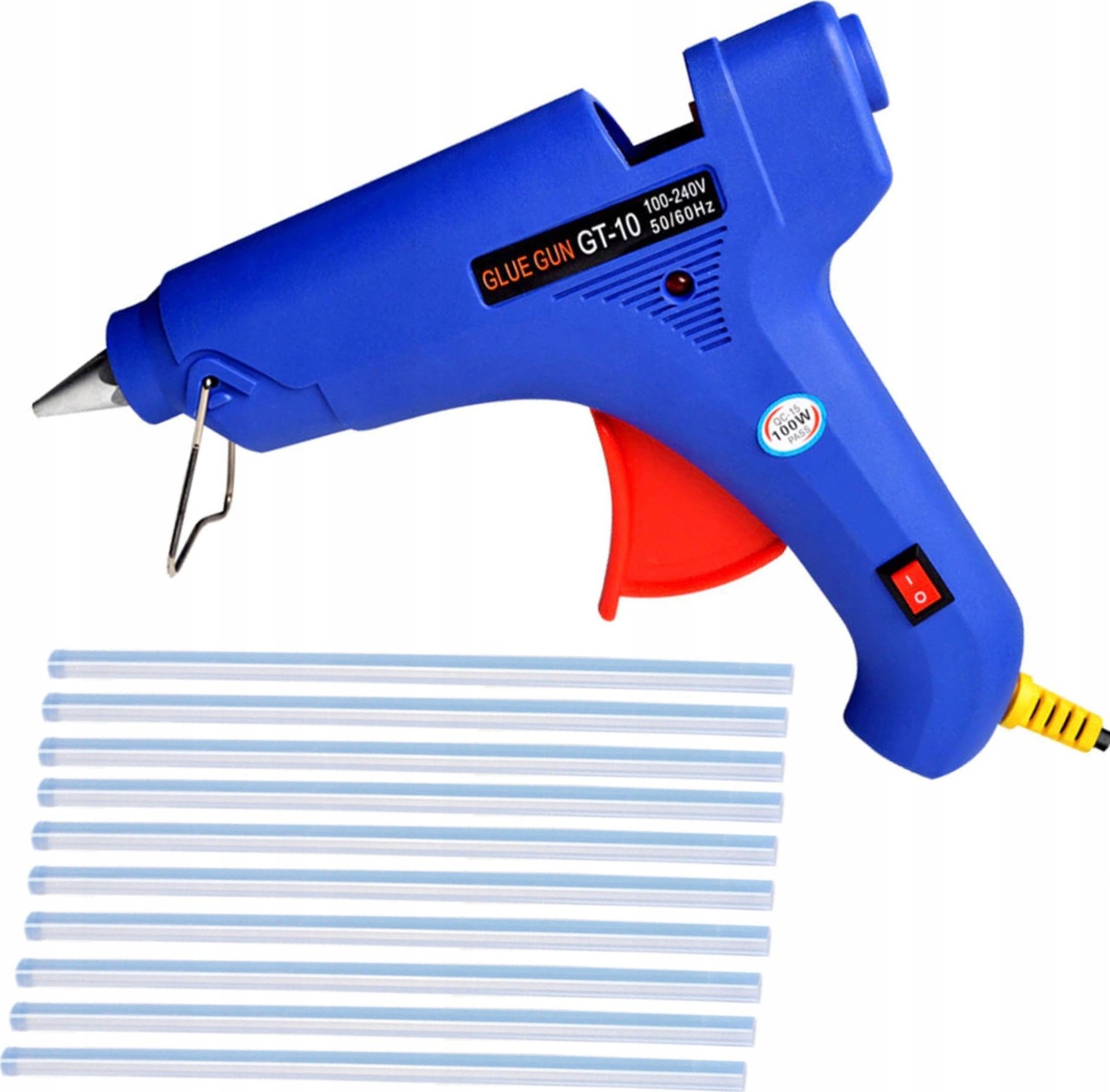 Pistolet do kleju Rosfix PISTOLET DO KLEJU NA GORĄCO 100W ZESTAW KLEJÓW 10X