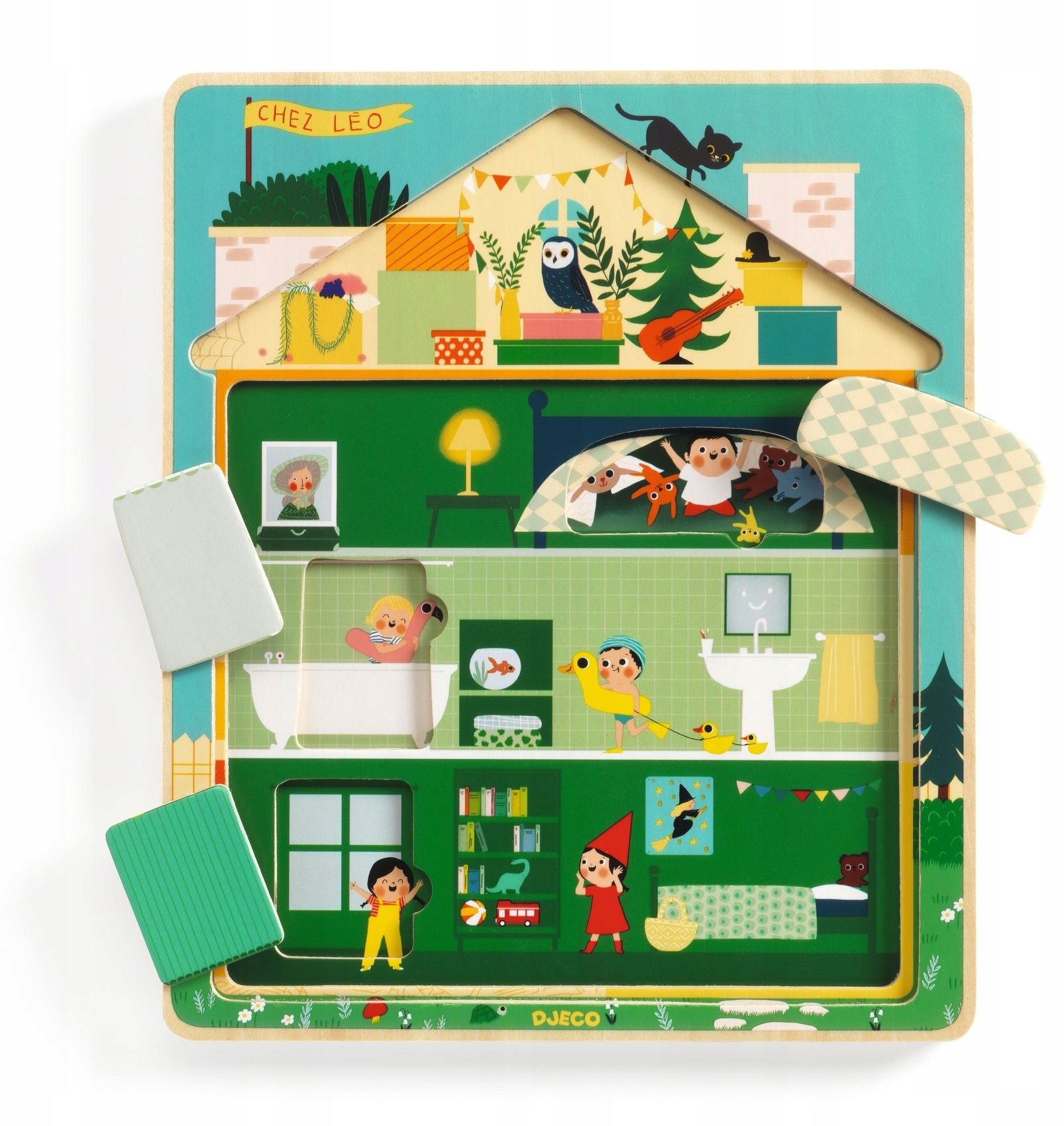 Djeco 3-warstwowa drewniana układanka - Dom