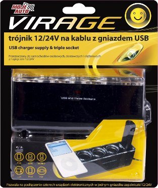 Ładowarka Libox TRÃJNIK 12/24V NA KABLU Z GNIAZDEM USB