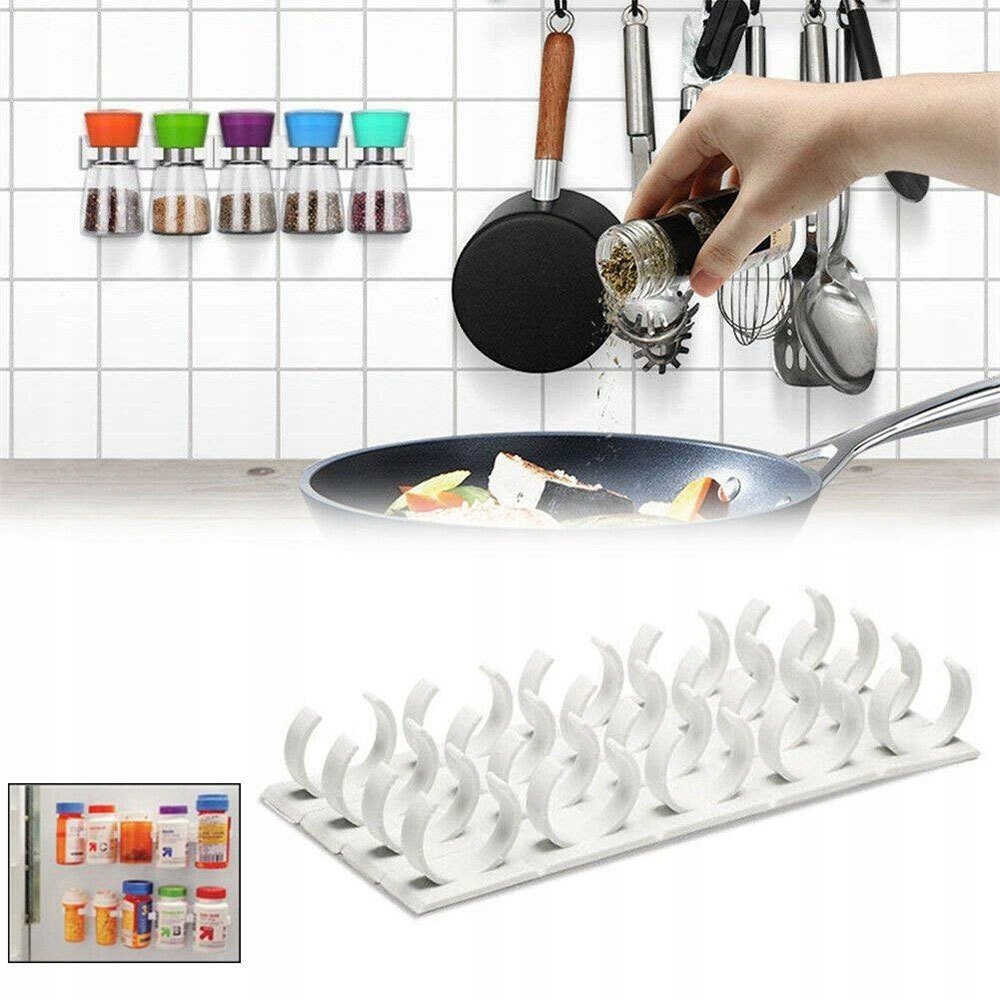 UCHWYT Kuchenny NA PRZYPRAWY Leki do SZAFKI 5 miejsc UNIWERSALNY Biały