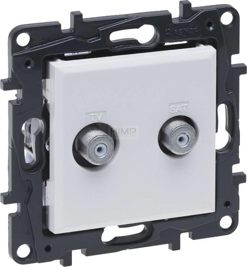 Legrand Gniazdo antenowe Legrand Niloe Step 863176 TV typu F podwójne końcowe gwiazda białe