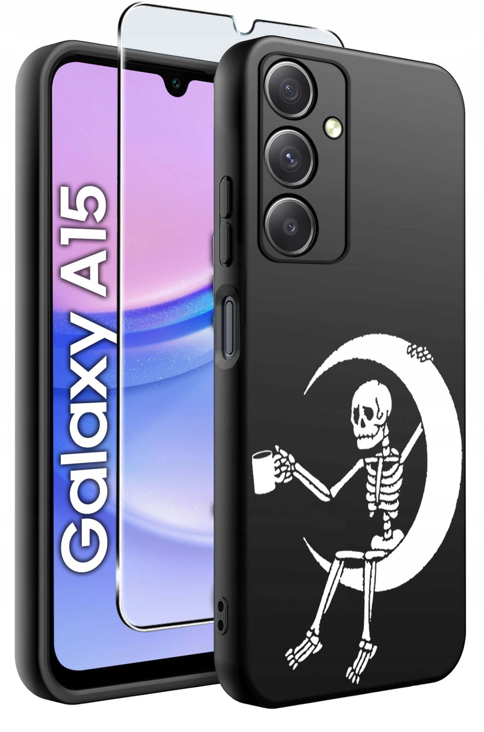 krainaGSM ETUI do Samsung A15 4G 15 5G SILIKONOWE MATT CASE + SZKŁO 9H