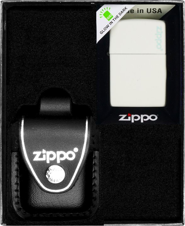 Zestaw ZIPPO Zapalniczka GLOW IN DARK LOGO Prezentowy No3