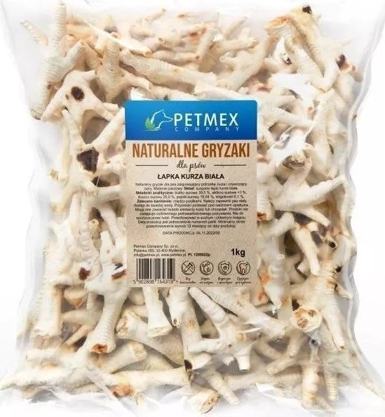 Petmex Gryzak dla psów PETMEX Łapa Kurza Biała 1000g